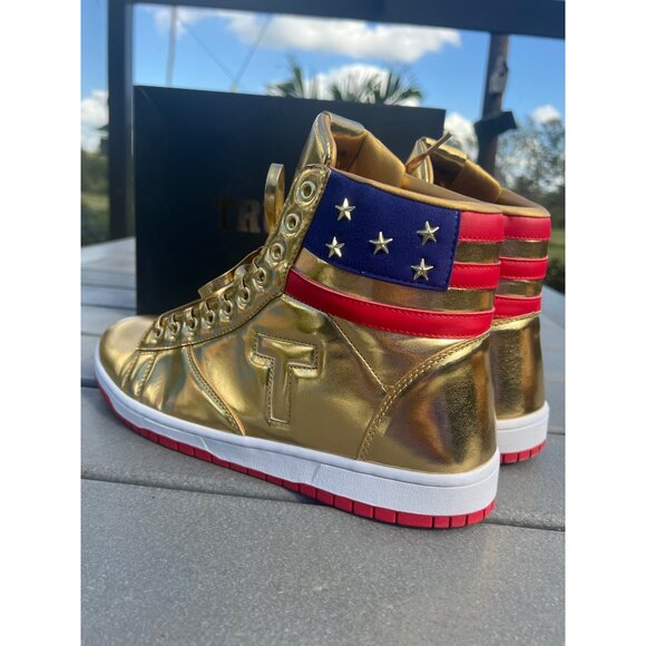 Gold and Red High-Top Sneakers - Picture 10 of 14